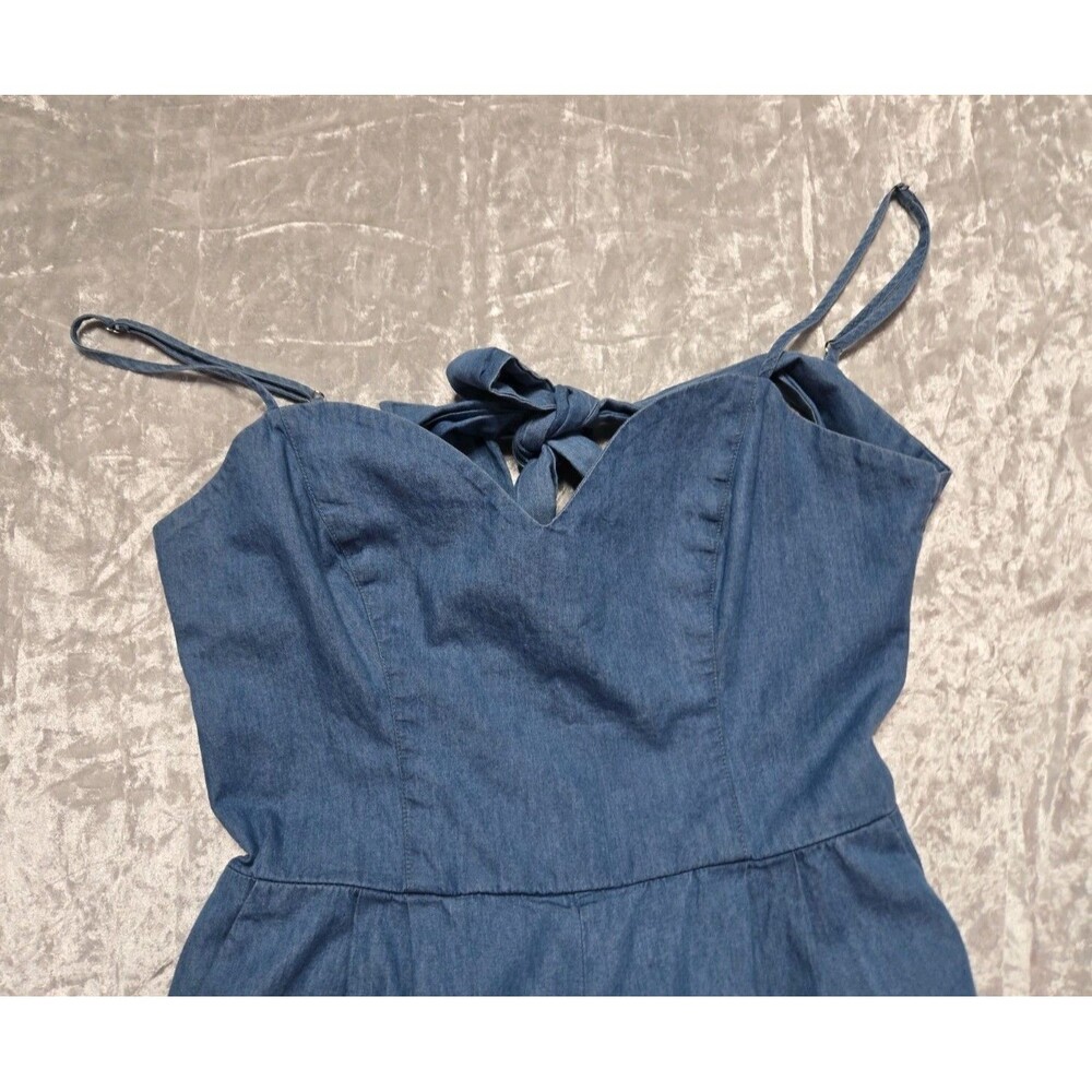Lover's + Friends Gardenia Blue Wide-Leg Cotton Chambray Jumpsuit Size Large - Picture 7 of 15